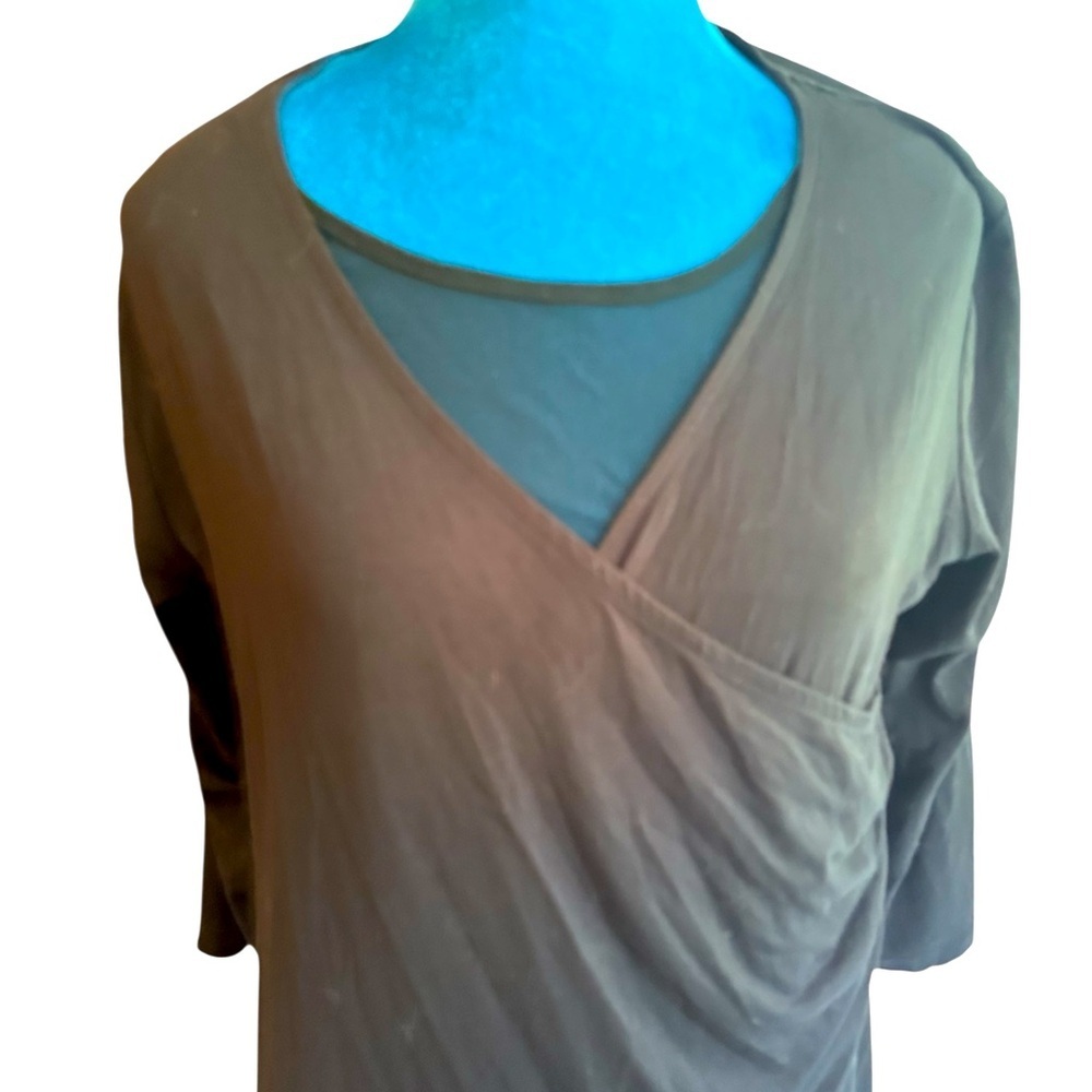 Christopher Banks black stretchy top with mesh underlay nwt Petite large